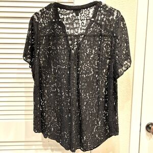 Torrid Black Sheer Lace Blouse